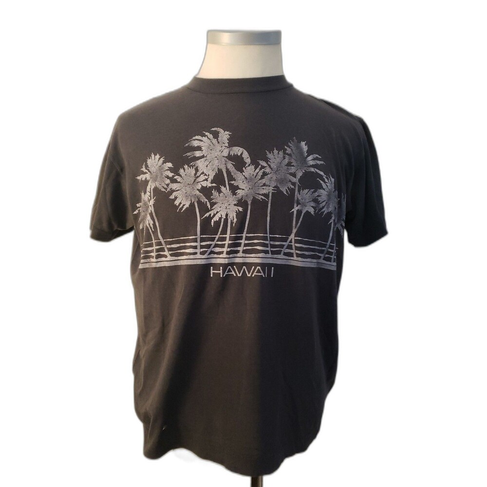 Vtg 80s 90s Single Stitch, Tee Jays, Hawaii T Shirt, L, Black